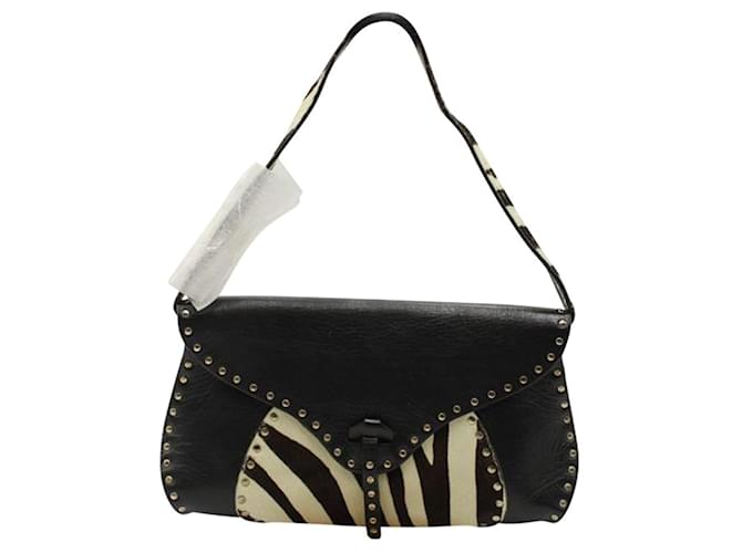 Céline Black clutch/ Handbag with Zebra Print Ponyhair Leather  ref.1240751