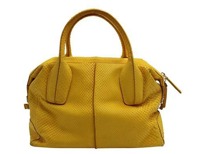 Tod's Yellow Python D-Styling Bauletto Bag Leather  ref.1240753