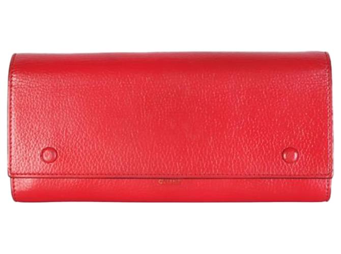 Céline Large Flap Multifunction Wallet Red  ref.1240760