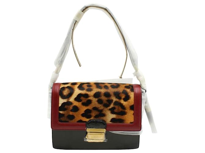 Autre Marque Multicolor Leather Shoulder Bag with Animal Print Calf Hair  ref.1240783