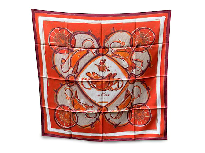 Hermès Hermes Paris Foulard En Soie Rouge Nouveaux Printemps 2009 Rybaltchenko  ref.1240789