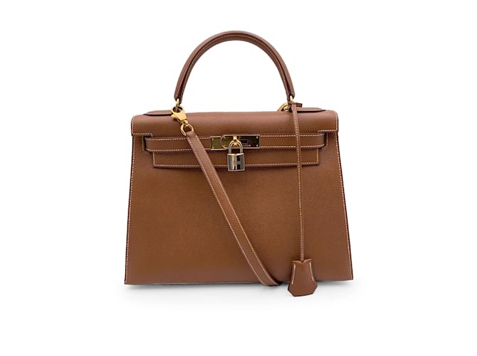 Hermès Hermes Vintage Beige Leather Kelly 28 cm Sellier Bag Handbag  ref.1240791