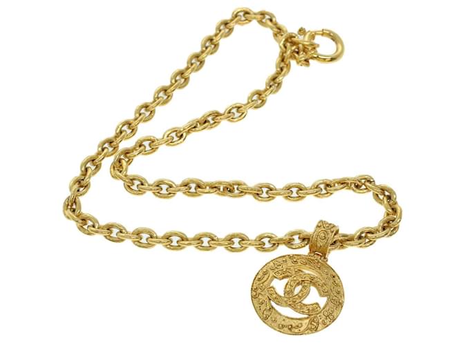 CHANEL Necklace Gold Tone CC Auth 41169A Metallic Metal  ref.1240797