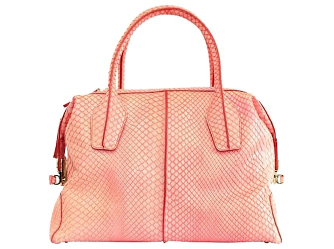 Tod's Rosafarbene Piccolo-Bauletto-Tasche aus Schlangenleder im D-Stil Pink  ref.1240807