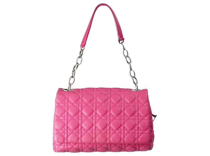 Christian Dior bright pink 2013 Lady Dior shoulder bag Leather  ref.1240870