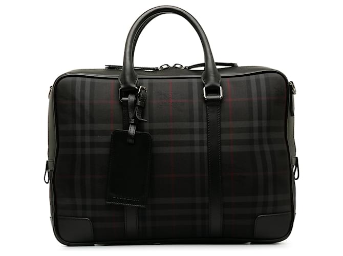 Burberry Black Tonal Check Business Bag Cloth Cloth  ref.1240911