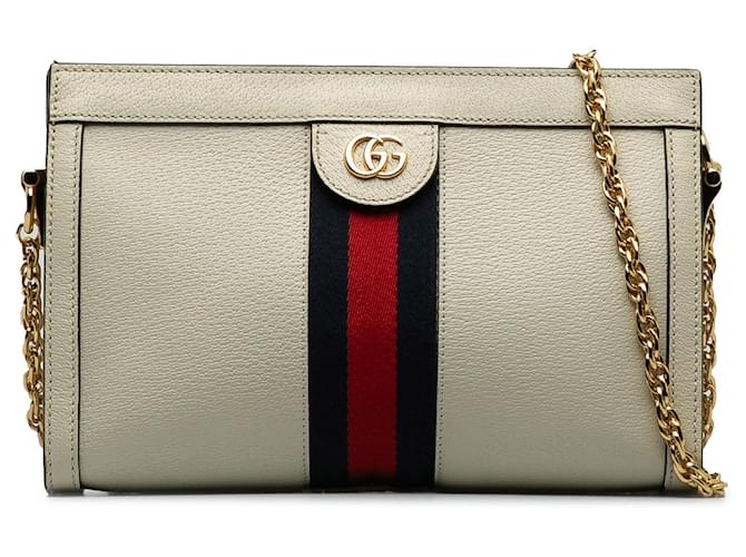 Gucci White Small Ophidia Chain Crossbody Bag Leather Pony-style calfskin  ref.1240925