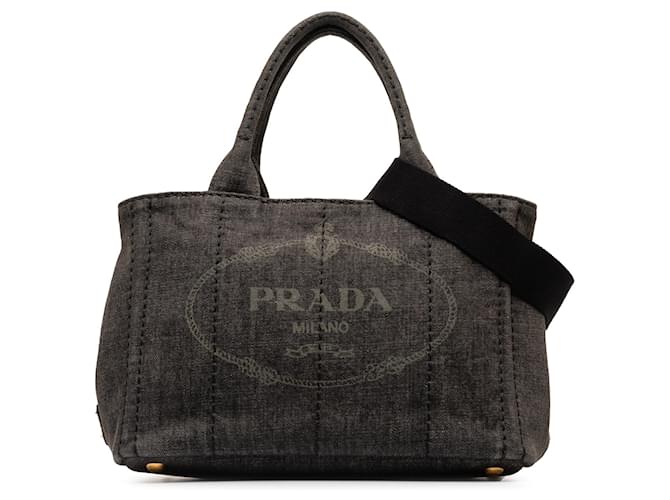 Bolso satchel de mezclilla con logo Canapa negro de Prada Juan Paño  ref.1240940