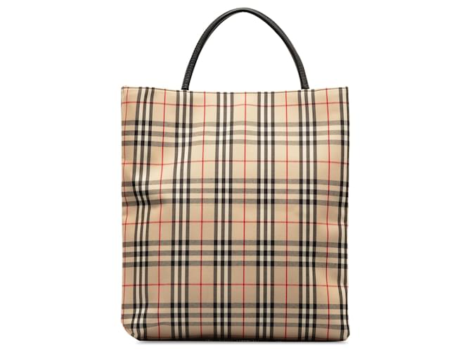 Burberry Brown House Check Tote Beige Cloth Cloth  ref.1240949