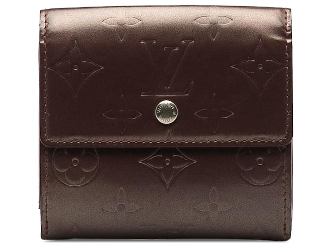 Louis Vuitton Red Monogram Mat Portefuille Elise Trifold Wallet Leather Pony-style calfskin  ref.1240952