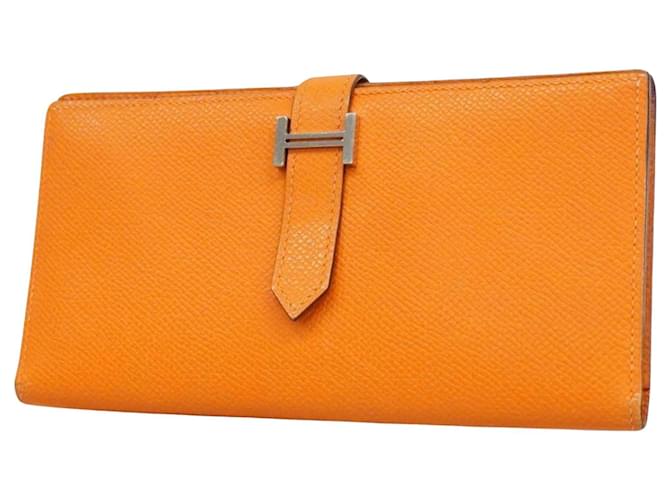 Béarn Hermès Bearn Orange Leather  ref.1241087