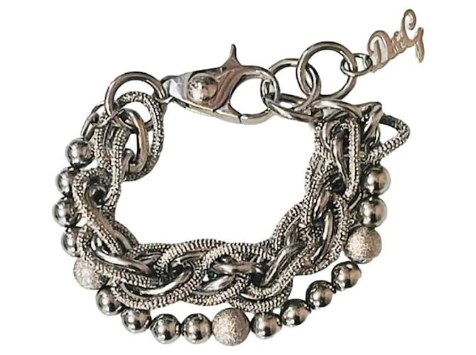 DOLCE & GABBANA silver steel lined chain bracelet Silvery  ref.1241089