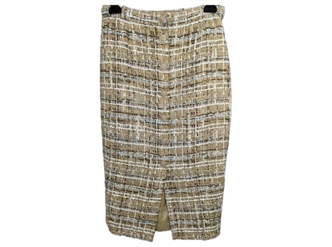 Chanel 6K$ Beige Ribbon Tweed Skirt  ref.1241159