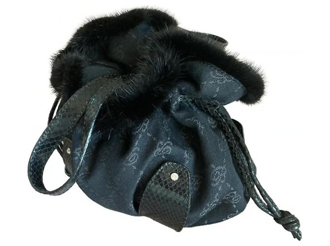 Borsa a secchiello con monogramma Blumarine Nero