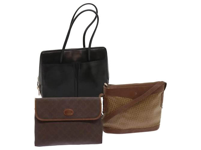 BALLY Shoulder Hand Bag Leather 3Set Black Brown Auth bs11675  ref.1241256