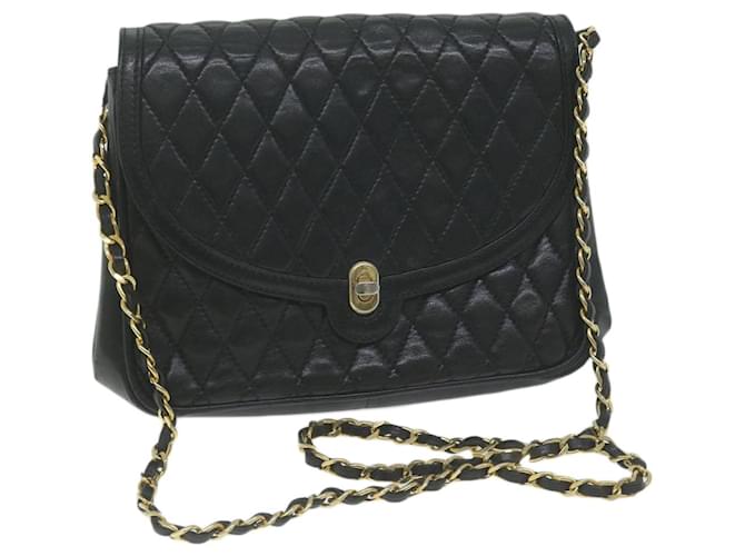 BALLY Quilted Chain Shoulder Bag Leather Black Auth 66071  ref.1241269