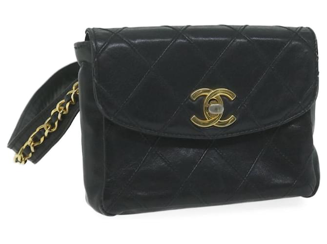 CHANEL Bicolole Waist bag Leather Black CC Auth 65985  ref.1241271