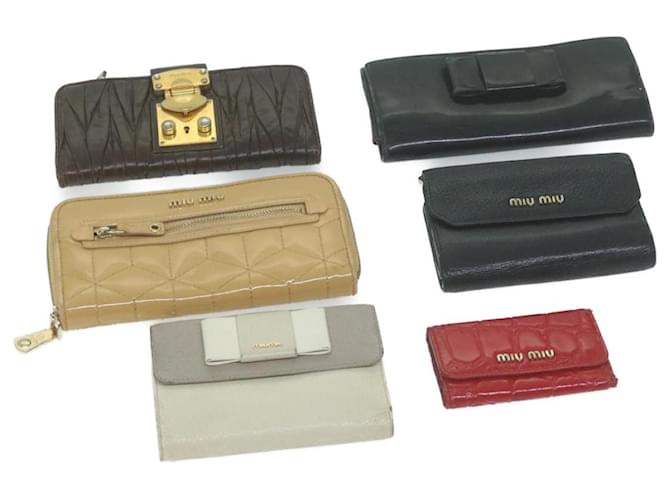 Miu Miu Key Case Wallet Leather 6Set Black Red beige Auth bs11793  ref.1241275