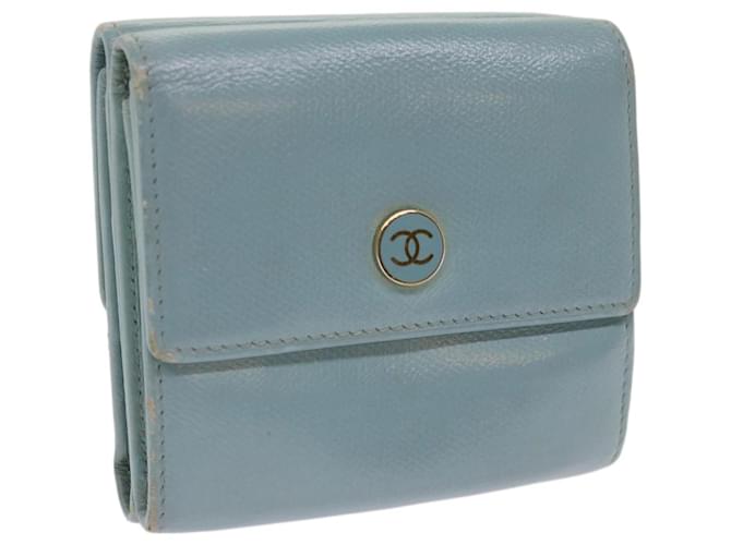 CHANEL Wallet Leather Light Blue CC Auth bs11933  ref.1241288
