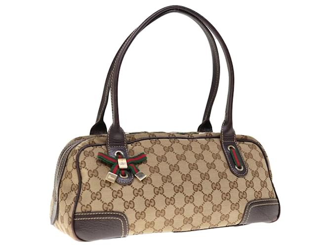 GUCCI GG Canvas Web Sherry Line Hand Bag Beige Red Green 161720 auth 65654  ref.1241351