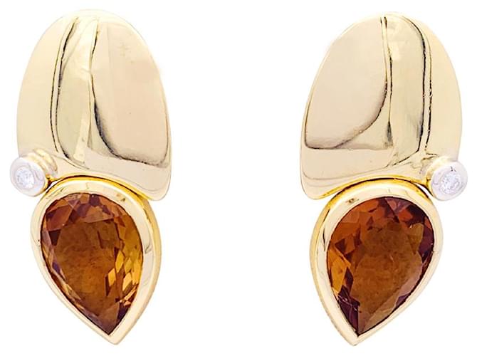 inconnue Modernist earrings, Yellow gold, diamants, citrines.  ref.1241360