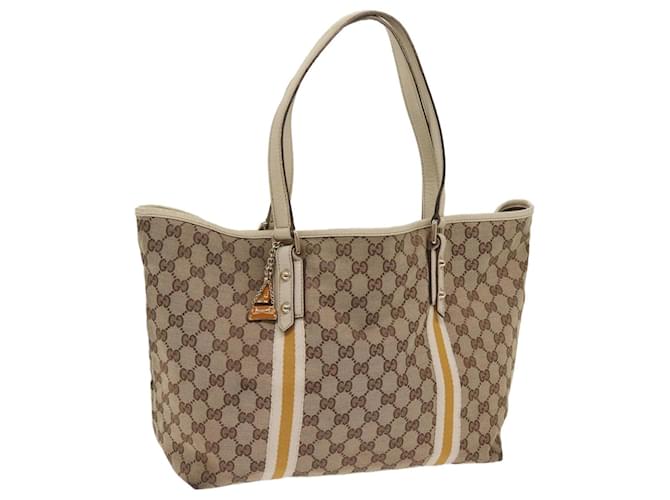 GUCCI GG Canvas Sherry Line Tote Bag Beige Blanc 139260 auth 65787 Toile  ref.1241408