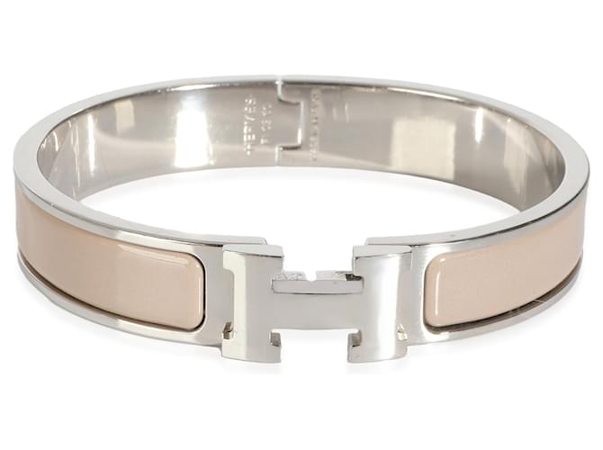 Bracelet Clic H Hermès Marron Glacé Émail Palladium  ref.1241424