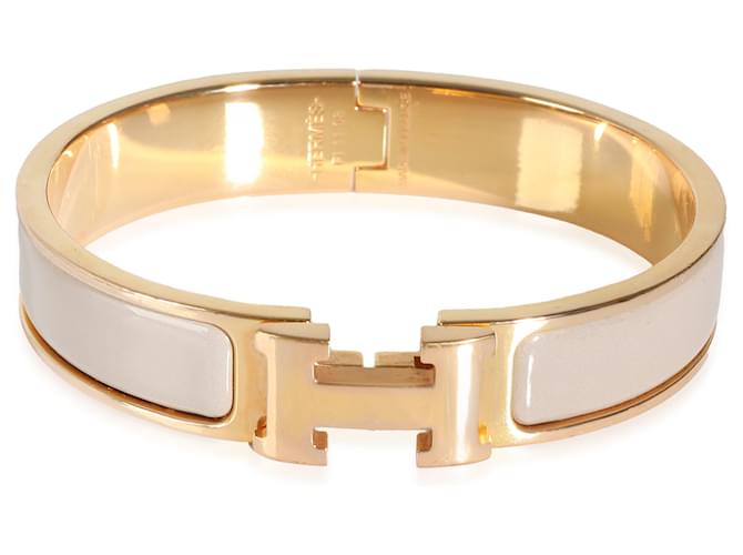 Hermès Marron Glacé Emaille Gold Clic H Armband Vergoldet  ref.1241477