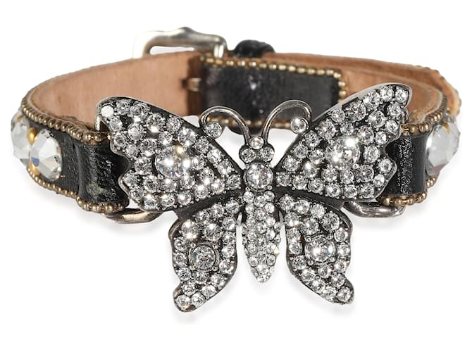 Gucci Butterfly Bracelet in Leather & Base Metal  ref.1241492