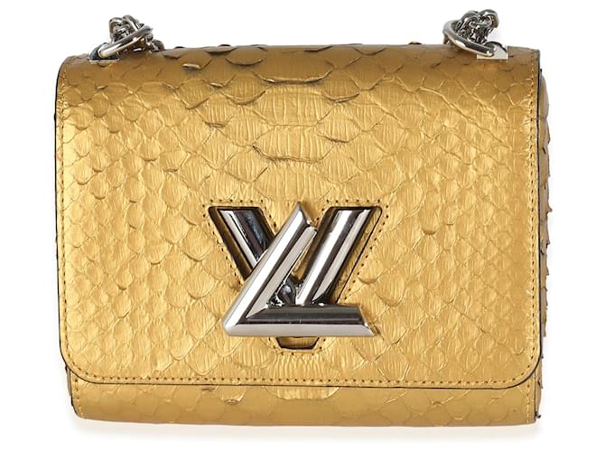 Louis Vuitton Dourado Metálico Python Twist PM Ouro branco  ref.1241525