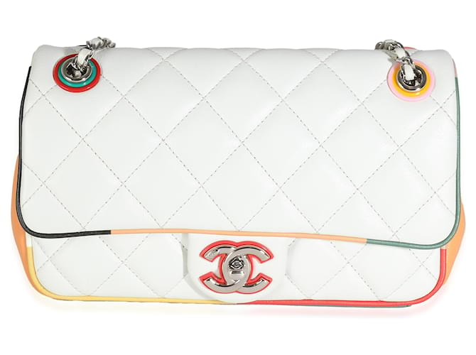Timeless Chanel 17C White Multicolor Quilted Lambskin Small Cuba Color Flap Bag Multiple colors Leather  ref.1241533