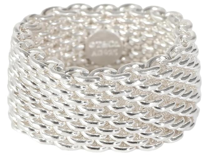 TIFFANY & CO. Somerset Mesh Ring in  Sterling Silver  ref.1241565