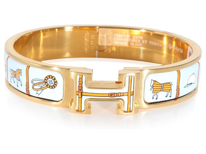 Bracelet Hermès Clic H Couvertures et Tenues de Jour, plaquée or jaune  ref.1241567