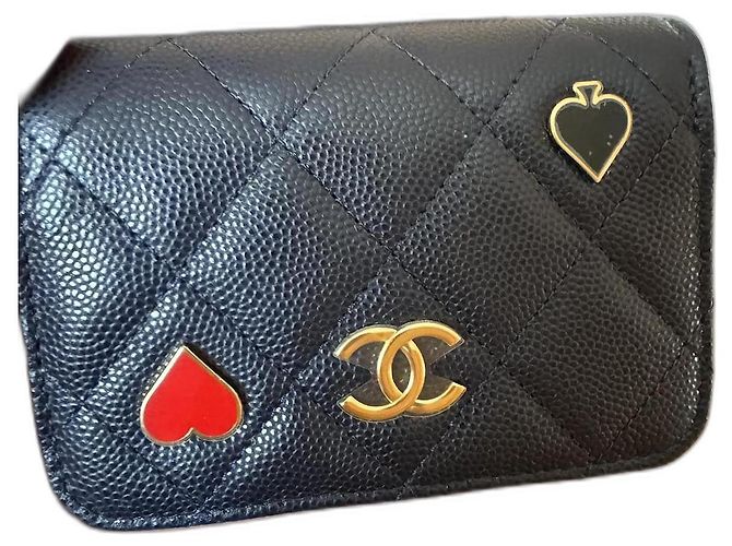 Chanel Spade & Heart VIP gift wallet Navy blue