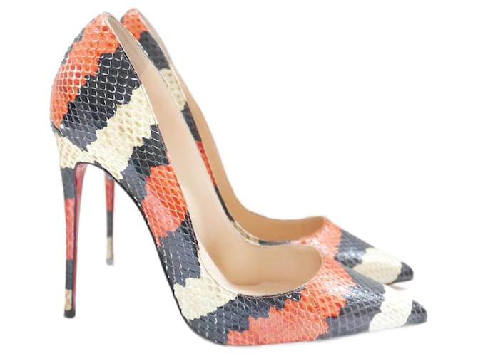 Christian Louboutin So Kate striped snakeskin heels Orange Exotic leather  ref.1242015