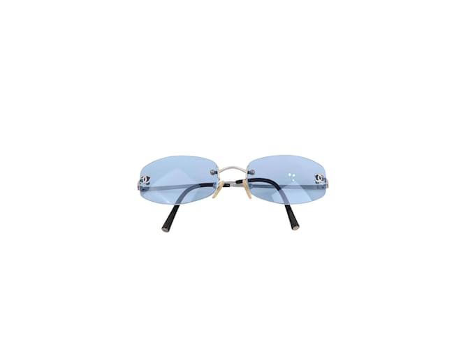 Chanel gafas de sol azules Metal  ref.1242057