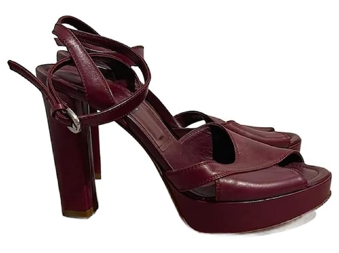 SERGIO ROSSI  Sandals T.eu 36.5 leather Dark red  ref.1242068