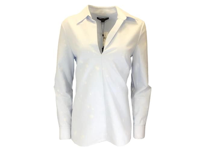 Alexander Wang Blue / White Splattered Cotton Oxford Top in Pacific  ref.1242084
