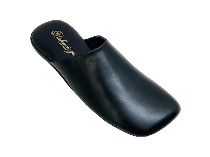 Balenciaga Black Leather Holy Slippers  ref.1242090
