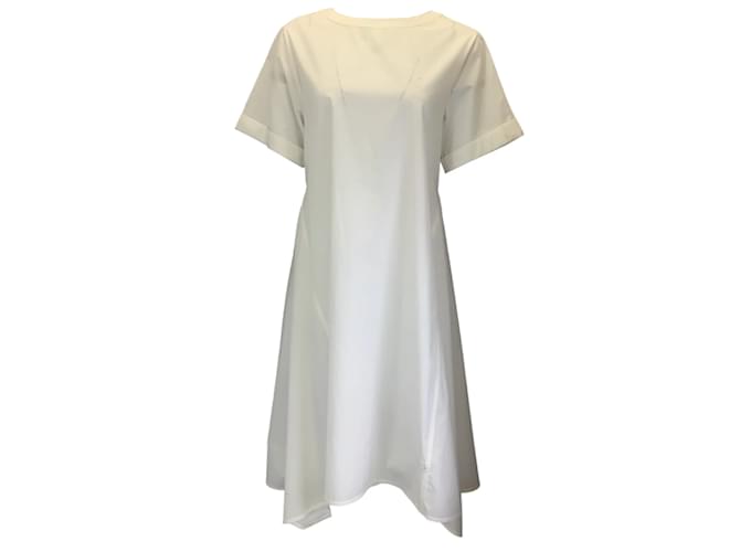 Brunello Cucinelli White Short Sleeved Cotton Midi Dress  ref.1242095