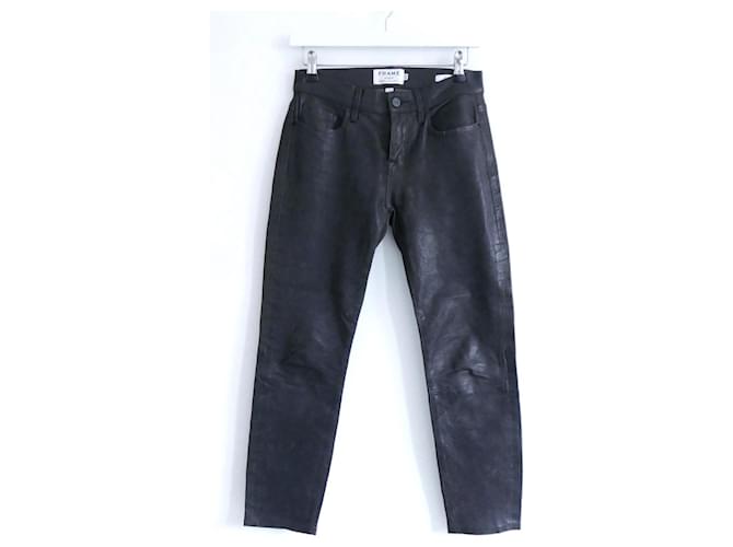Frame Denim Frame Le Garcon leather jeans Black  ref.1242260