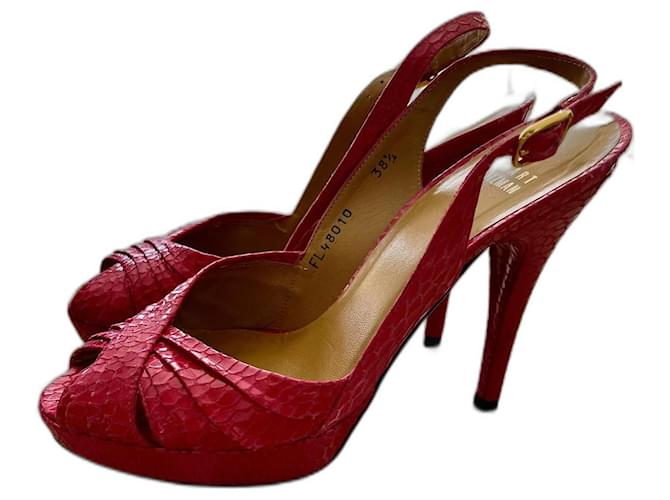 Stuart Weitzman Fuchsia snake sandals with stiletto heels and platform Fuschia Exotic leather  ref.1242286