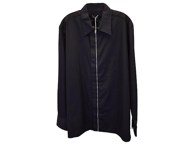 Givenchy Boxy Fit Zipped Front Shirt in Black Cotton  ref.1242302