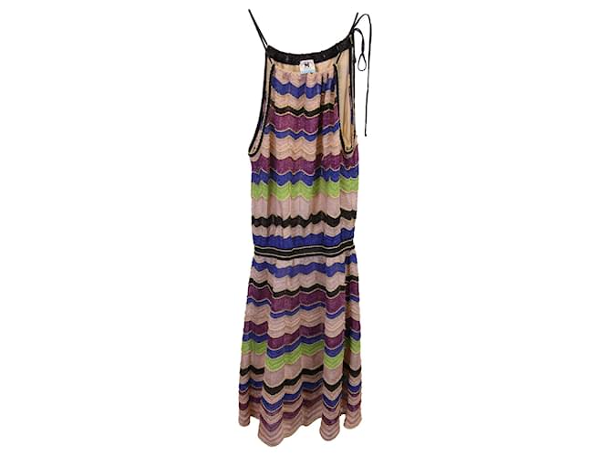 M Missoni Metallic Stripe Halter Dress in Multicolor Viscose Multiple colors Polyester  ref.1242306
