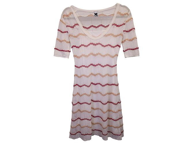 Abito M Missoni Wave Stripe in viscosa bianca Bianco
