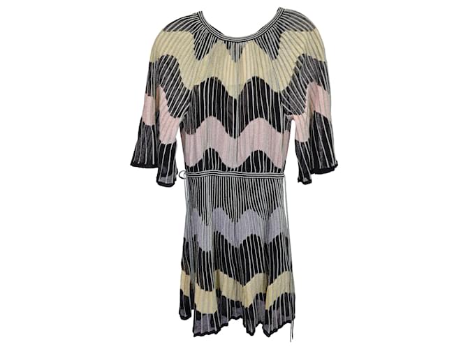 M Missoni Short Sleeve Striped Dress in Multicolor Viscose Multiple colors Polyester  ref.1242317