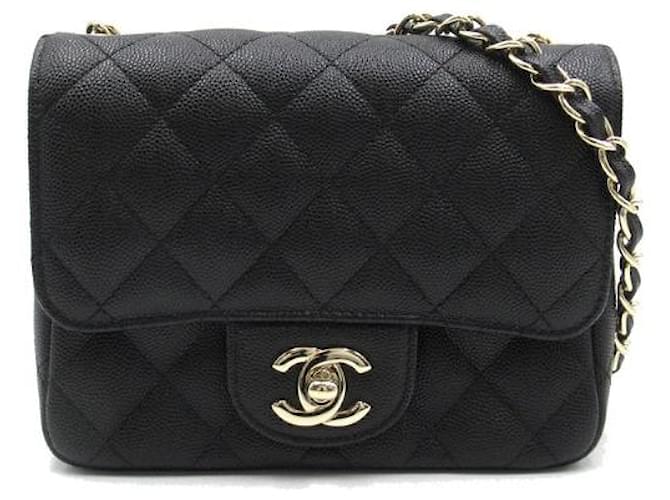 Chanel Mini sac à rabat carré classique caviar Cuir  ref.1242381