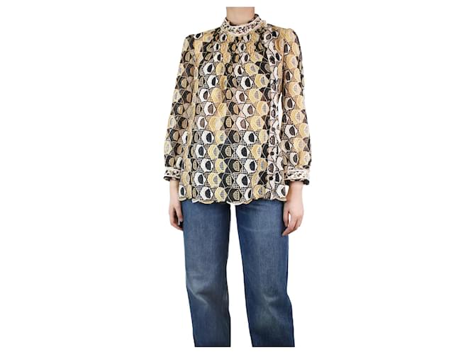 Autre Marque Multi anglaise broderie blouse - size UK 12 Multiple colors Polyester  ref.1242474