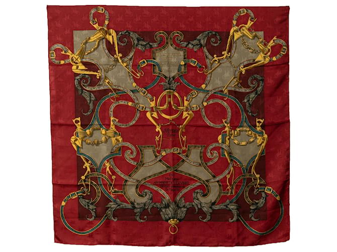 Hermès Lenço de seda Hermes Red Par Mefsire Antoine De Plvvinel Vermelho Pano  ref.1242531