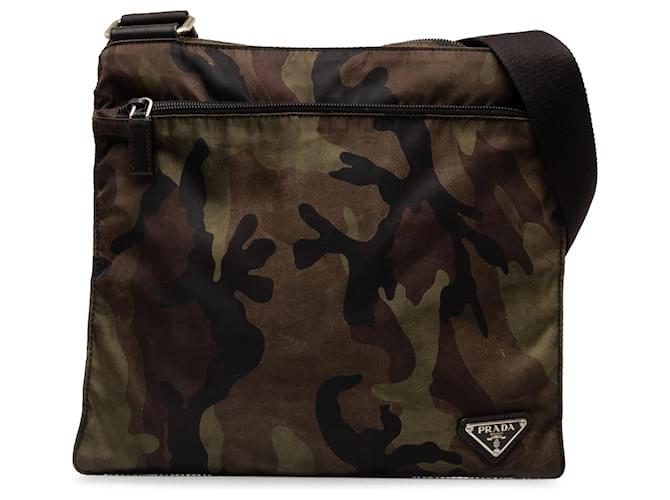 Prada Brown Tessuto Camouflage Crossbody Bag Nylon Cloth  ref.1242543
